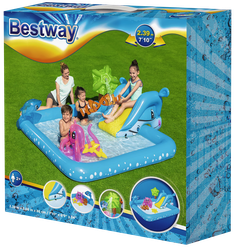 Игровой центр надувной BESTWAY Аквариум 308л 239х206х86см, с разбрызгивателем, горкой и игрушками, Арт. 53052