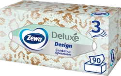 Салфетки бумажные ZEWA Deluxe Design 3-слоя, в коробке, 90шт