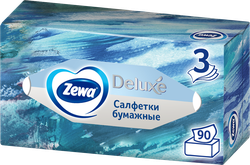 Изображение товара Салфетки бумажные ZEWA Deluxe Design 3-слоя, в коробке, 90шт