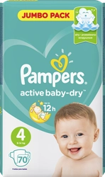 Подгузники детские PAMPERS Active Baby-Dry Maxi 4, 9–14кг, 70шт