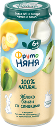 Пюре фруктовое ФРУТОНЯНЯ Яблоко, банан со сливками, с 6 месяцев, 250г