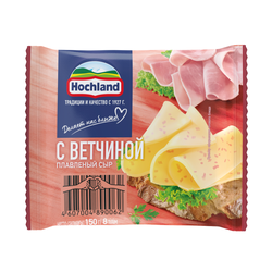Сыр плавленый HOCHLAND с ветчиной 45%, ломтики, без змж, 150г