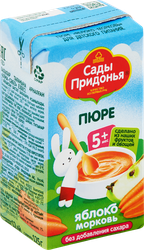 Пюре фруктово-овощное САДЫ ПРИДОНЬЯ Яблоко, морковь, с 5 месяцев, 125г
