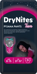 Подгузники-трусики детские для девочек HUGGIES DryNites 8–15 лет, 30–57кг, 9шт