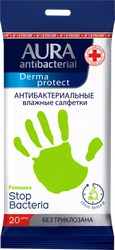 Салфетки влажные AURA Antibacterial Derma Protect антибактериальные, 20шт