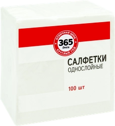 Салфетки бумажные 365 ДНЕЙ 1 слой 24x24см, 100шт