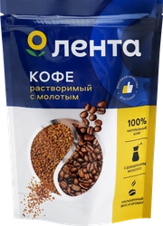 Кофе растворимый с добавлением молотого ЛЕНТА натуральный сублимированный, 90