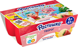 Изображение товара Творог для детей РАСТИШКА Клубника, банан/Пломбир 3,5%, без змж, 6x45г