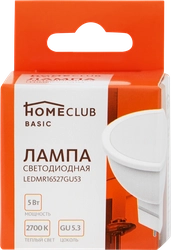 Лампа светодиодная HOMECLUB MR16 GU5.3 5Вт 2700К Арт. LEDMR16527GU53