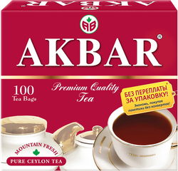 Изображение товара Чай черный AKBAR Красно-белая серия Цейлонский байховый, 100пак
