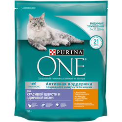 Корм сухой для взрослых кошек PURINA ONE Elegant с курицей и цельными злаками, 750г