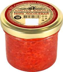 Изображение товара Икра лососевая КРАСНОЕ ЗОЛОТО красная, 1-й сорт, 100г