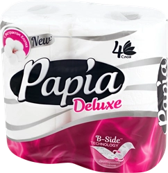 Бумага туалетная PAPIA Deluxe 4-слоя, 4шт