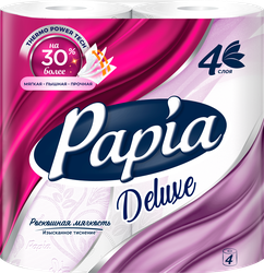 Изображение товара Бумага туалетная PAPIA Deluxe 4-слоя, 4шт