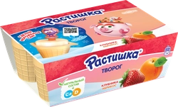 Творог для детей РАСТИШКА Клубника/Абрикос 3,5%, без змж, 6x45г