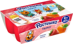 Творог для детей РАСТИШКА Клубника/Абрикос 3,5%, без змж, 6x45г