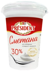 Сметана PRESIDENT 30%, без змж, 350г