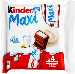 Шоколад KINDER Chocolate Maxi с молочной начинкой, 4х21г