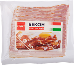 Бекон копчено-вареный РЕМИТ Венгерский, нарезка, 200г