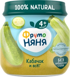 Пюре овощное ФРУТОНЯНЯ Кабачок, с 4 месяцев, 80г