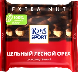 Шоколад темный RITTER SPORT Цельный лесной орех, 100г