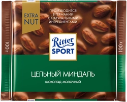 Шоколад молочный RITTER SPORT Цельный миндаль, 100г