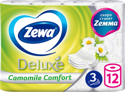 Изображение товара Бумага туалетная ZEWA Deluxe 3-слоя Ромашка, 12шт