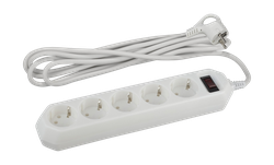 Изображение товара Сетевой фильтр ЭРА 5 розеток с заземлением с выключателем, 3м