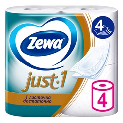 Бумага туалетная ZEWA Just1 4-слоя, 4шт