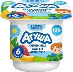 Творог детский АГУША Засыпай-ка Клубника, банан, мелисса фруктовый 3,8%, с 6 месяцев, без змж, 100г