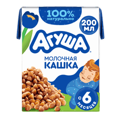 Изображение товара Кашка гречневая детская АГУША Засыпай-ка молочная 2,5%, с 6 месяцев, 200мл
