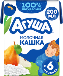 Изображение товара Кашка рисовая детская АГУША Засыпай-ка молочная 2,7%, с яблоком и грушей, с 6 месяцев, 200мл