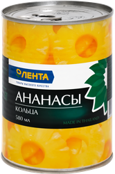 Ананасы ЛЕНТА кольца в сиропе, 580мл