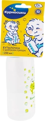 Бутылочка для кормления КУРНОСИКИ 250мл, с широким горлом и силиконовой молочной соской, с 0 месяцев, Арт.11209