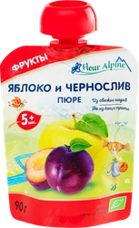 Пюре фруктовое FLEUR ALPINE Яблоко и чернослив Organic, с 5 месяцев, 90г