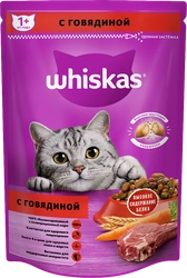 Корм сухой для взрослых кошек WHISKAS Вкусные подушечки с нежным паштетом, Аппетитный обед с говядиной, 350г