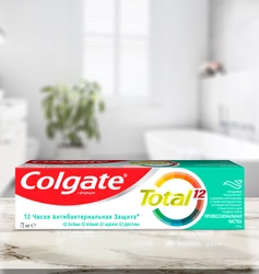 Зубная паста COLGATE Total 12 Профессиональная чистка, гель со специальным ингредиентом для гладких и блестящих зубов, с цинком и аргинином для антибактериальной защиты, 75мл