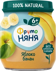 Пюре фруктовое ФРУТОНЯНЯ Яблоко и банан, с 6 месяцев, 100г
