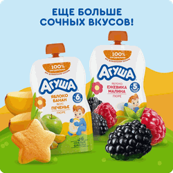 Пюре фруктовое детское АГУША Яблоко, с 4 месяцев, 90г
