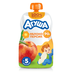 Пюре фруктовое детское АГУША Яблоко-персик, с 6 месяцев, 90г