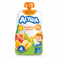 Пюре фруктовое детское АГУША Мультифрукт, с 6 месяцев, 90г