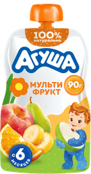 Пюре фруктовое детское АГУША Мультифрукт, с 6 месяцев, 90г