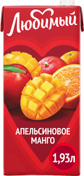 Изображение товара Напиток сокосодержащий ЛЮБИМЫЙ Апельсиновое манго с мякотью, 1.93л