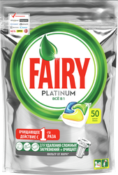 Капсулы для посудомоечной машины FAIRY Platinum All in One, с ароматом лимона, 50шт