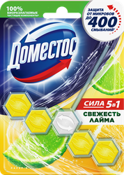 Изображение товара Блок для унитаза ДОМЕСТОС Power 5 Свежесть лайма, 55г