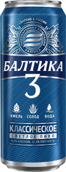 Пиво светлое БАЛТИКА 3 Классическое, 4,8%, ж/б, 0.45л