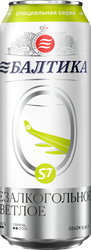 Изображение товара Пиво светлое безалкогольное БАЛТИКА 0, 0,5%, ж/б, 0.45л