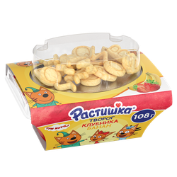 Творог для детей РАСТИШКА Клубника, банан с печеньем 3,5%, без змж, 108г