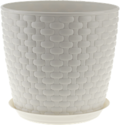 Изображение товара Кашпо с поддоном IDEA Ротанг, d=155мм 2л, белый, Арт. М3081