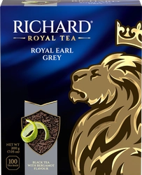 Чай черный RICHARD Royal Earl Grey Цейлонский с ароматом бергамота байховый, 100пак